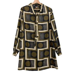 Vintage ORLA KIELY Silk & Wool MCM 60s Mad Men Geometric Print Tent Dress